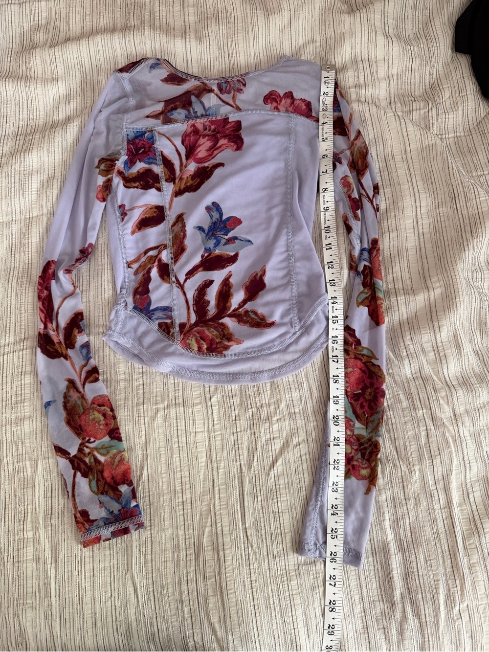 Free People White Floral Mesh Long-Sleeve Crop Top - Picture 7 of 7